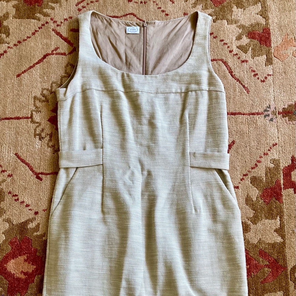 Agnona tan cotton and silk dress S excellent condition classic Italy fitted